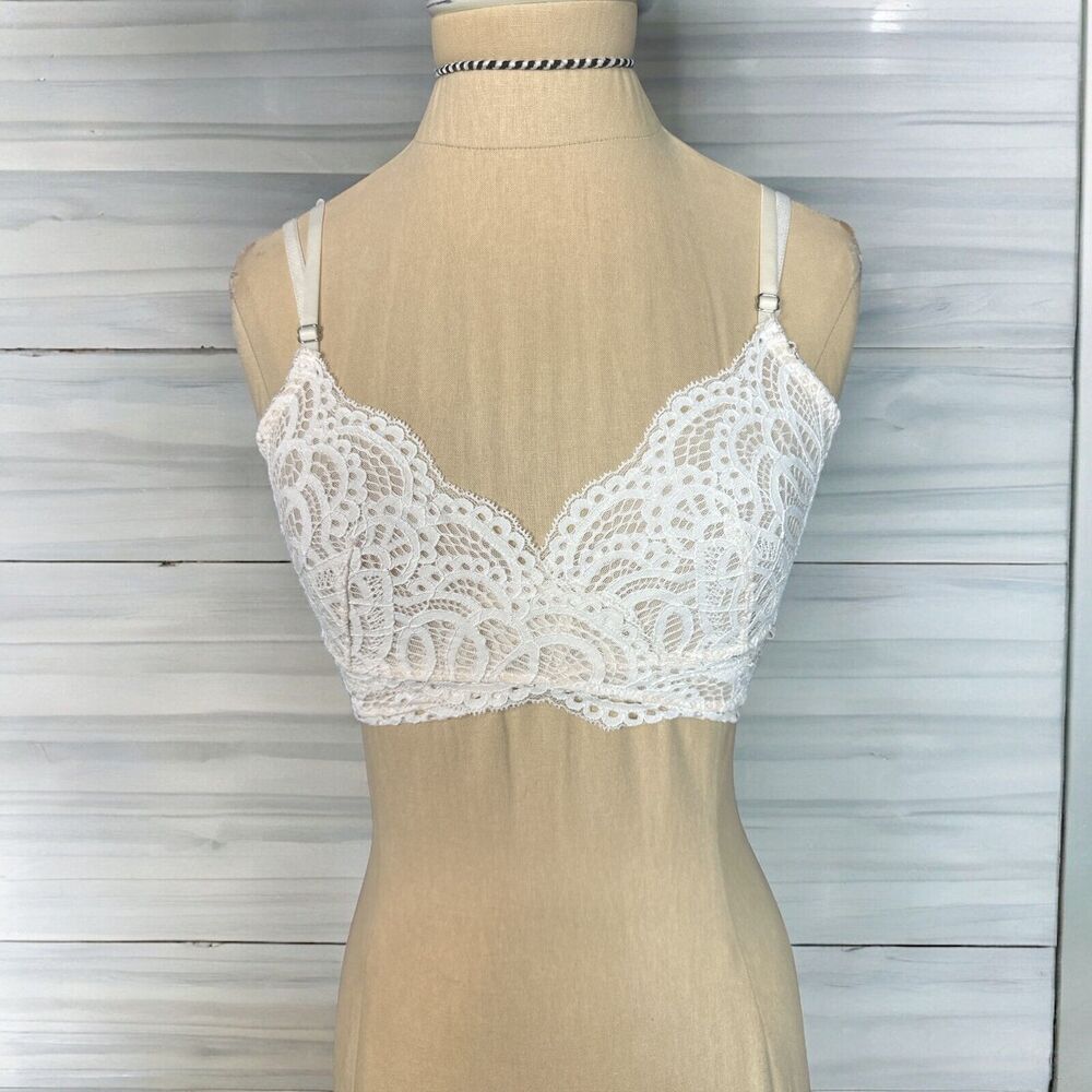 Victoria Secret Dream Angels Cream Lace Bralette Adjustable strapsy Size Small